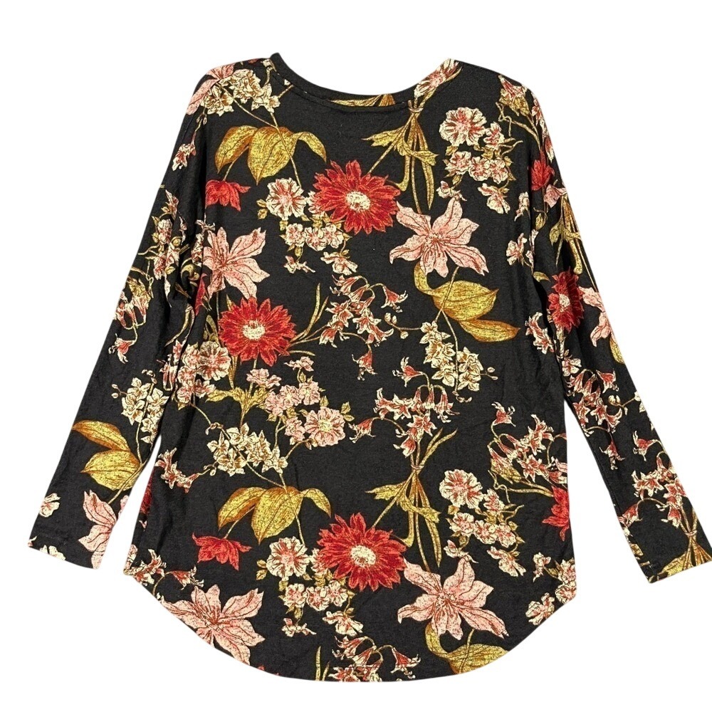 Well Worn Floral Print Flowy Top Womens M V-Neck Long Sleeve Casual